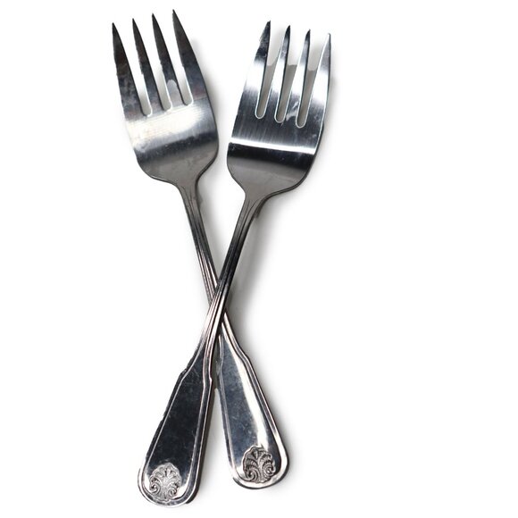 Vintage Oneida Craft Large Stainless Steel Serving Forks Classic Shell Pattern 2 - Picture 2 of 7